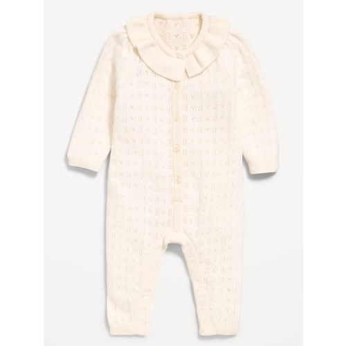Pointelle-Knit Button-Front One-Piece for Baby