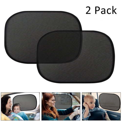 Car Side Window Sun Shade Mesh Visor for Baby and Kids, UV Protection Heat Shield, Universal Fit Auto Rear Window Cover, 2 Pack