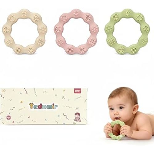 Easter Baby Teething Toys Baby Essentials & Infant Toys Silicone Teether for Babies 0 3 6Months Baby Chew Toys Newborn Learning Developmental Teether Relief Toys with 3pack Baby Toys Gifts Box