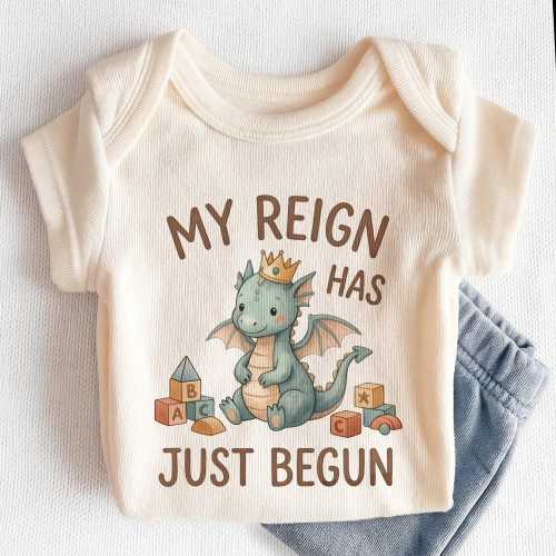 My Reign Has Just Begun Baby Onesies® - Cute Dragon Crown Bodysuit