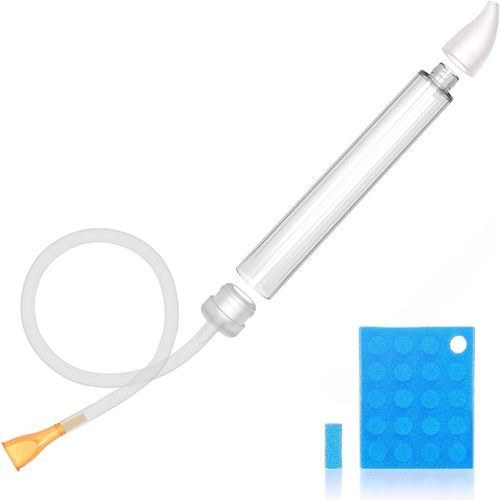 Baby Nasal Aspirator with 24 Replacement Filters - Soft Silicone Tip Nose Sucker for Newborns and Toddlers - Manual Suction for Quick Relief from Congestion - BPA-Free Transparent Mucus Extractor