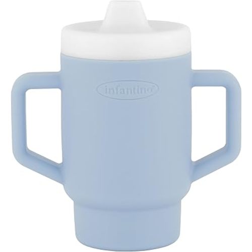 Infantino My 1st Tiny Tumbler, Silicone Sippy Cup with Straw & Handle, Spill-Resistant Baby Cup for On-the-Go, BPA-Free Transition Cup, 4.7oz, Clarity