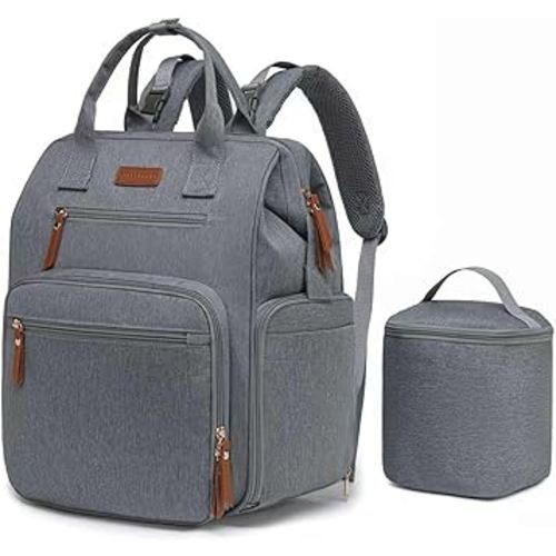 Extra Large Breast Pump Bag with Cooler Bag | Fit for Spectra S1 S2 Momcozy Medela | Pumping Bags for Work Moms | Dual-Deck Design & Convertible | Diaper Backpack for Travel, Gray