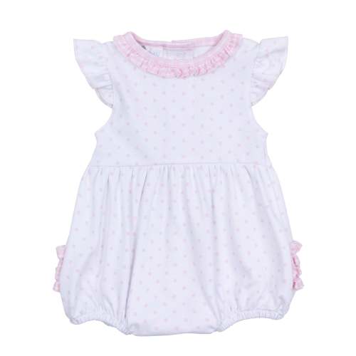 Gingham Dots Ruffle Flutters Bubble in Pink