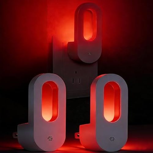 Red Light Night Light for Sleep, 670nm to Promote Melatonin, Auto On/Off Dusk to Dawn Sensor, Ultra Soft & Dim 0.3W LED Glow for Light-Sensitive Sleepers & Kids (2 Packs)