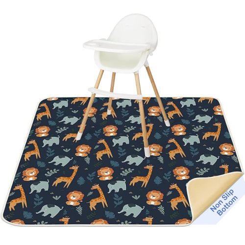 Splat Mat High Chair Mat Waterproof Baby Play Splat Mat for Under High Chair Food Catcher Highchair Mat for Floor Non Slip Bottom