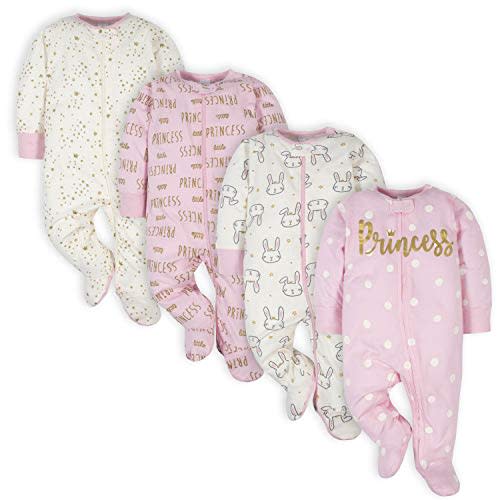Gerber Baby Girls 4-Pack Sleep 'N Play Footie