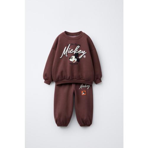 MICKEY MOUSE © DISNEY JOGGING SWEATSHIRT AND JOGGER PANTS SET - Burgundy | ZARA United States