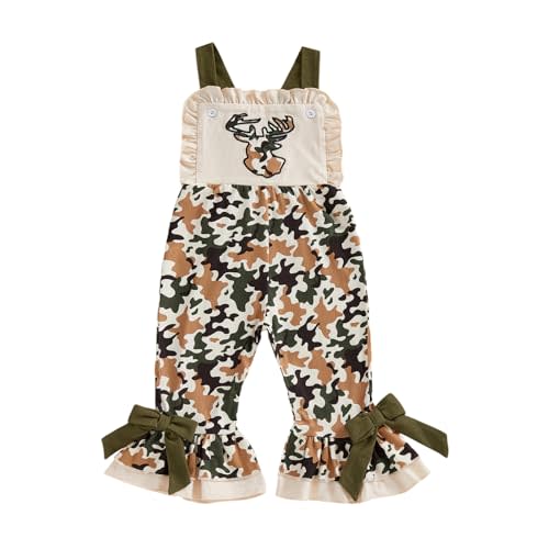 Toddler Baby Girl Bell Bottoms Romper Jumpsuit Kids Camo Overalls Suspender Flare Pants Outfit