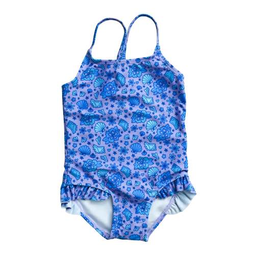 Purple Hibiscus Girl Swim One-Piece