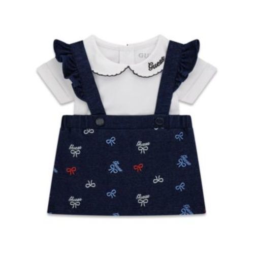 Baby Girls' Short-Sleeve Bodysuit and Knit Denim Skirtall, 2-Piece Set