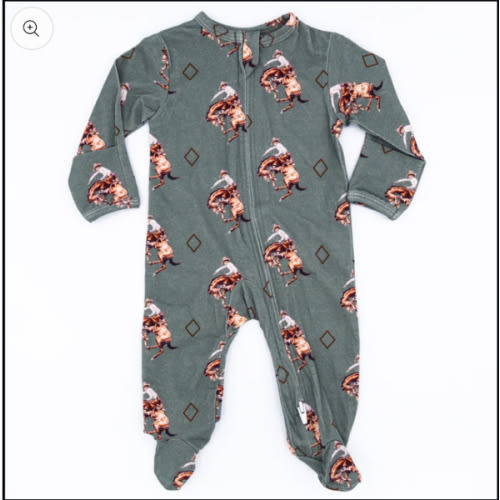 Teal Bronc Footed Jammies – Cowkid Clothing Company