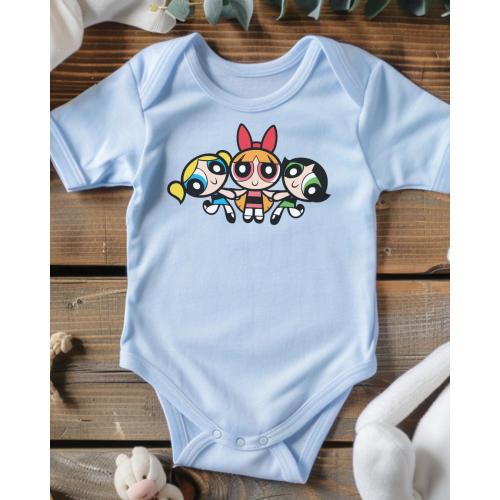 Retro Cartoon Girl Squad Baby Romper - Kawaii Infant Onesie