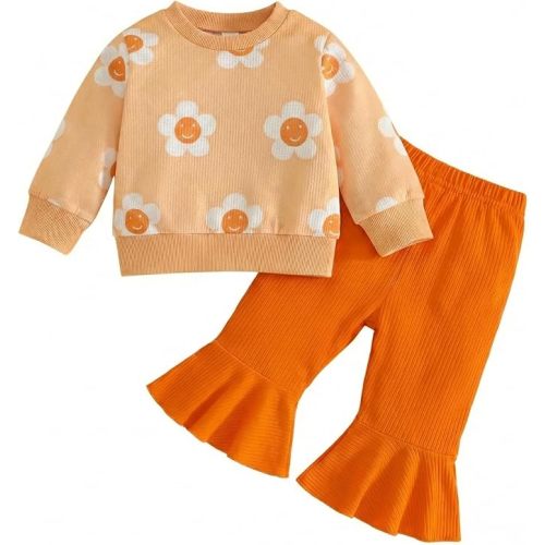 Toddler Girl 2-piece Clothes Set Infant Girl Cotton Long Sleeve Shirt and Pant Fall Winter Outfit for Baby Girl
