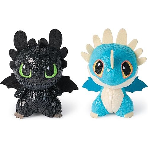 Dreamworks Dragons How to Train Your Dragon Mini Plushies, Toothless & Deadly Nadder 2-Pack, 3” Stuffed Animals, Kids Toys for Boys Ages 4 & Up