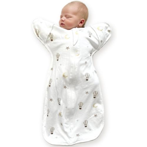 Newborn Swaddle Sack, IHDI Certified, Calms Startle Reflex, 100% Cotton Wearable Blanket, Newborn Essentials