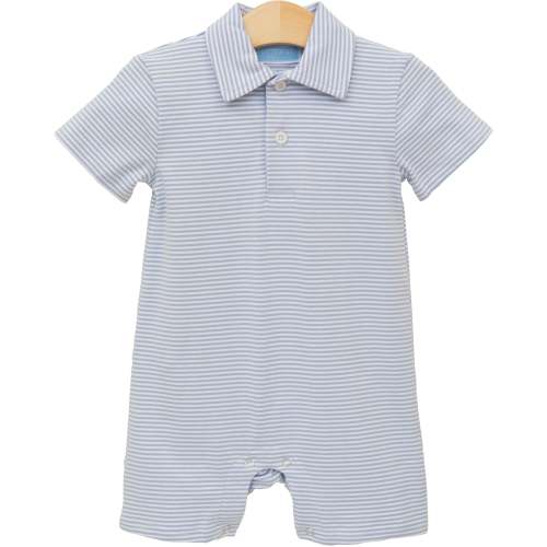 Henry Polo Romper | Dusty Blue Stripe | The Yellow Canary