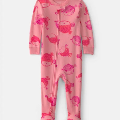 Baby Girl Pufferfish 100% Cotton 1-Piece Pajama - Pink | Carter's