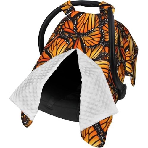 Beautiful Monarch Butterfly Baby Car Seat Canopy Cover Multi Use Shower Gift, Nursing Cover for Mom Nursing Covers, Bow Baby Stuff Items