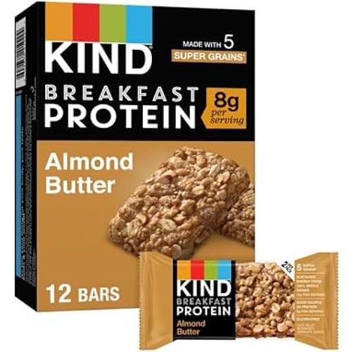 KIND Breakfast Protein Bars, Almond Butter, Healthy Snacks, Gluten Free, 8g Protein, 6 Count