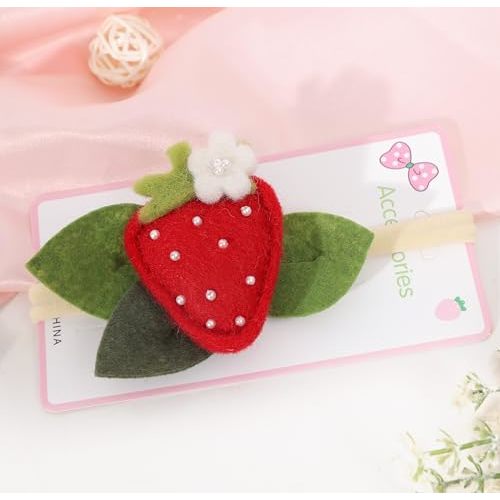 BASCT Strawberry Baby Headband - Berry Sweet Hairband for Girls, Sweet One 1st Birthday Decoration, Felt Strawberry Hair Accessories for Baby Girls