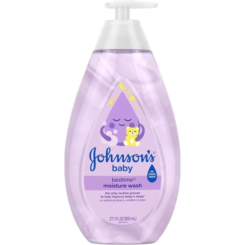 Johnson's Baby Bedtime Moisture Body Wash, Soothing NaturalCalm Aromas, Nighttime Bath Wash to Help Calm Baby Before Bed, Baby Wash, No added Parabens & Sulfates, 27.1 fl. oz