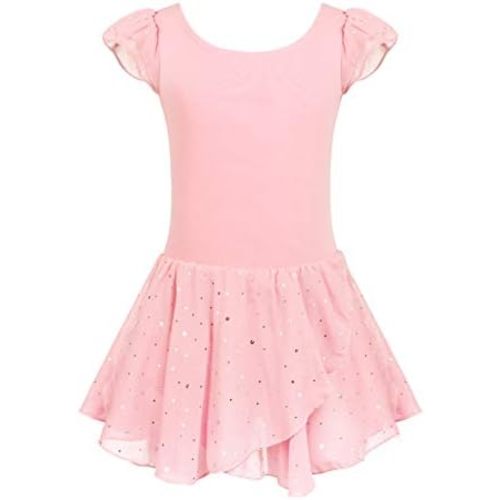 Arshiner Girls Ruffle Sleeve Ballet Dance Dress Tutu Skirted Leotard