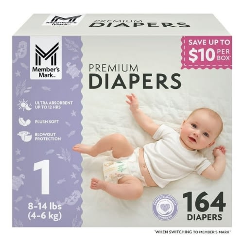 Member's Mark Premium Baby Diapers, Size 1