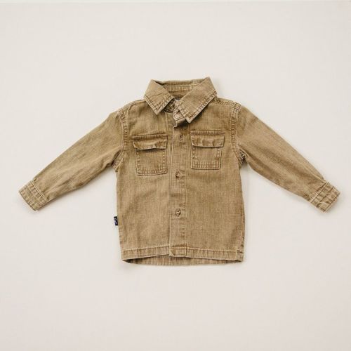 Kids Jagger Denim Button Up Shirt Brown 3-6M - Olive + Scout
