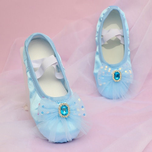 girls ballet shoes bows stage performances soft soled dance - Temu