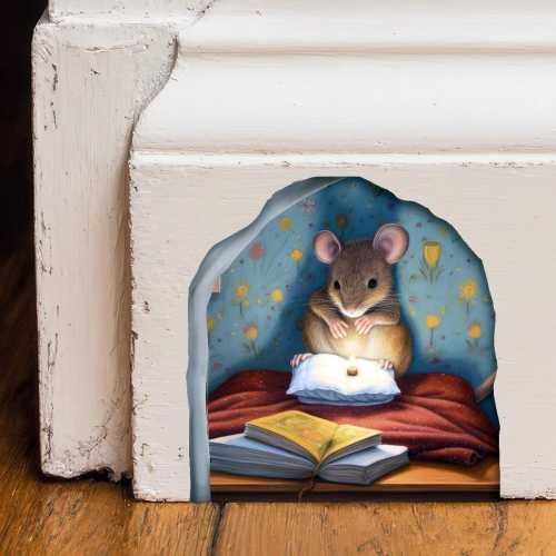 Nursery Mouse Wall Decal Decor, Mouse Vinyl Sticker, Mouse Hole Decal Sticker For Wall, Baseboard Mouse Hole Sticker, Room Decor Sticker