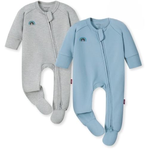 Momcozy Baby Pajamas with Temp-Sensing Label, 0-24M Footed Onesie Sleepers, Soft Romper for Newborns & Toddlers