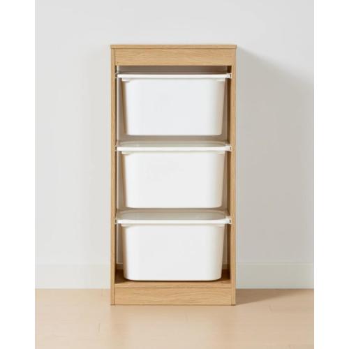 3 Tub Storage Unit - Oak - Oak - One Size