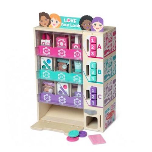 Melissa & Doug Sort, Stock, Select Beauty Kiosk Vending Machine Play Set, Pretend Makeup Wooden Toy