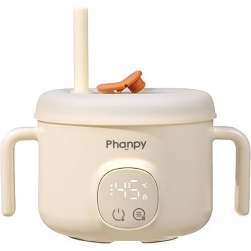 Phanpy Smart Thermostatic Bowl To Keep Baby/Toddler/Children Food Warm with 40/45/50℃ Constant Precise Temperature Control, 316L Stainless Steel Liner, Volume 13.5 Ounce