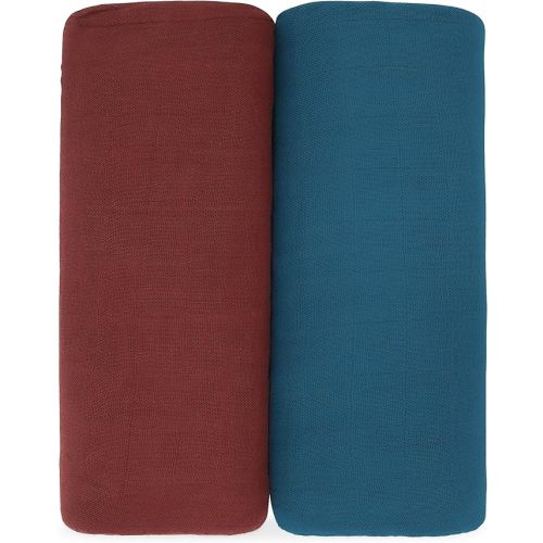 Comfy Cubs Muslin Swaddle Blankets Pack of 2, 47 x 47 Inch Soft Cotton Baby Blanket Set, Large Multipurpose Wraps for Newborns - Self-Soothing Swaddles for Newborns - Sun & Rainbow