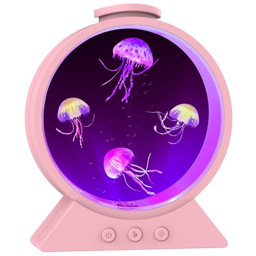 Jellyfish Lamp, 7-Color Changing Jellyfish Aquarium Light for Relax, Mood Lamp for Home, Office & Bedroom Decor, Gifts for Kids Teens Girls Boys Adults (Pink)