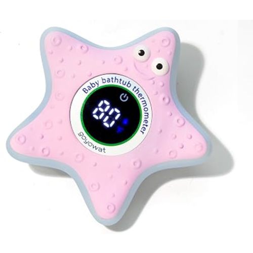 Baby Bathtub Thermometer with LED Display Screen+Pink Starfish toy-2-in-1