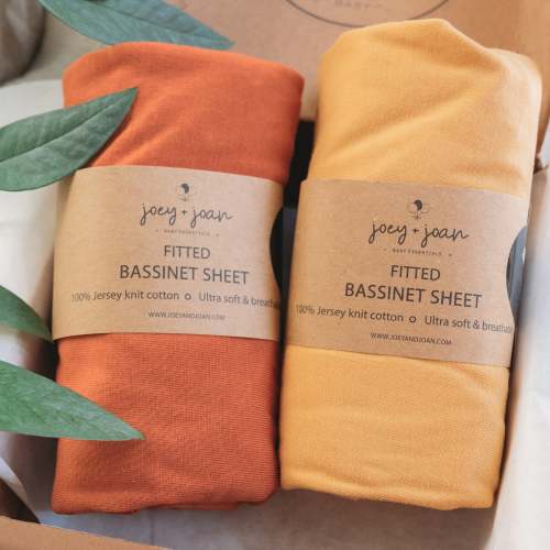 Fitted Sheets for Baby Bjorn Cradle (14 x 29 inch) – Mustard + Rusty Brown (2 Pack)