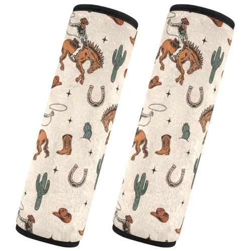 Seat Belts Covers 2 Pack Western Cactus Car Seat Strap Covers Super Soft Cowboy Boho Car Seat Neck Cover for Boys Girls Adults Babies S