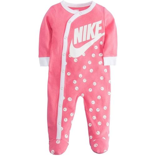 Nike Kids Baby Girl's Sportswear All Over Print Smiley Long Sleeve Footed Coverall (Infant)