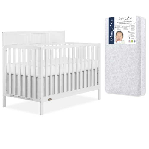 Dream On Me Ivy 5-in-1 Convertible Crib in White with Free Crib Mattress