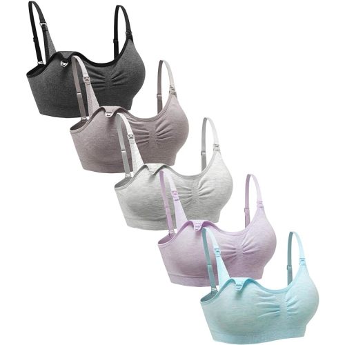 Suekaphin 5PACK Nursing Bra Wireless Bra Women's Sleeping Maternity Bra Breastfeeding Bra