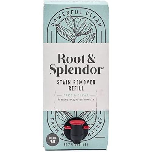 Root & Splendor Non Toxic Stain Remover Refill - Natural Stain Remover for Laundry | Eco Friendly, Plant Based, EWG Verified, Unscented, 1.5 Liter