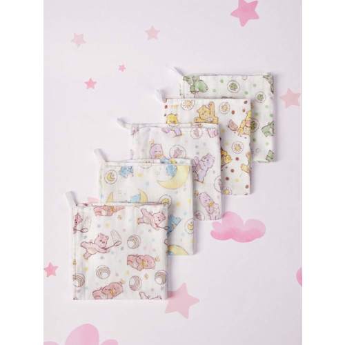 SHEIN X Care Bears 5pcs/Set Natural Bamboo Fiber Burp Cloths, Washcloths, Multipurpose Muslin 30*30cm GIFTS[Oeko-Tex] | SHEIN USA