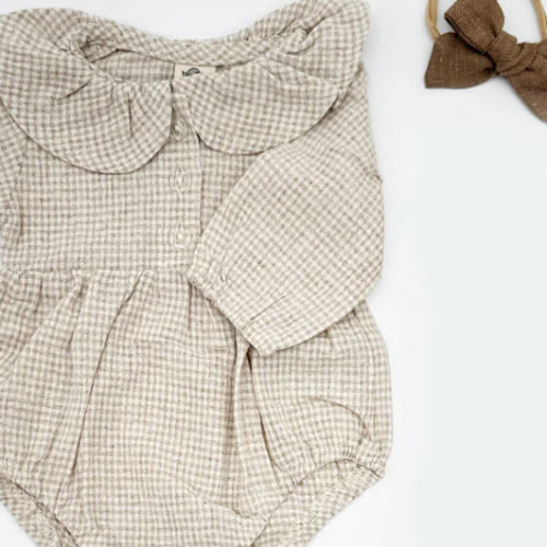 Adalia Gingham Romper Set – Olive and Cradle
