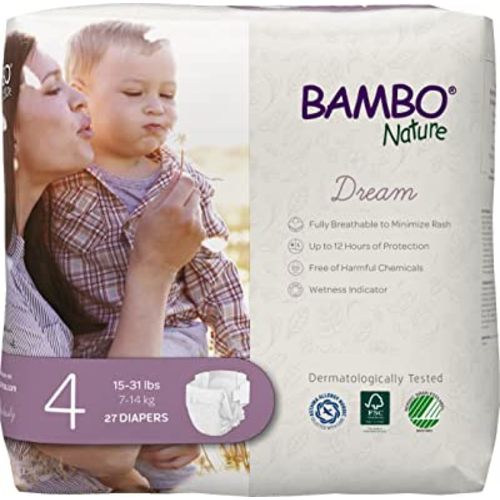Bambo Nature Premium Baby Diapers (SIZES 0 TO 6 AVAILABLE), Size 4, 27 Count