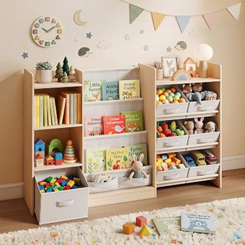 GITAWUSA Toy Organizer and Storage, Kids Bookshelf with 7 Bins, 51.4" W