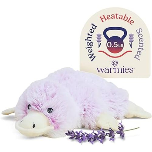 warmies Junior Microwavable & Weighted Stuffed Animals, Platypus - Heated Stuffed Animal Plushie for Warmth & Comfort - Cute Soft Plush Toys for Adults & Children (Boys, Girls, Babies & Toddlers)