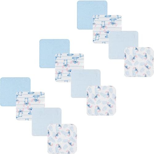 Disney Baby Washcloths 12 Pack – Ultra Soft Baby Wash Cloths, Lilo & Stitch (Stitch & Angel), Winnie the Pooh & Mickey Mouse, Absorbent Newborn Bath Essentials